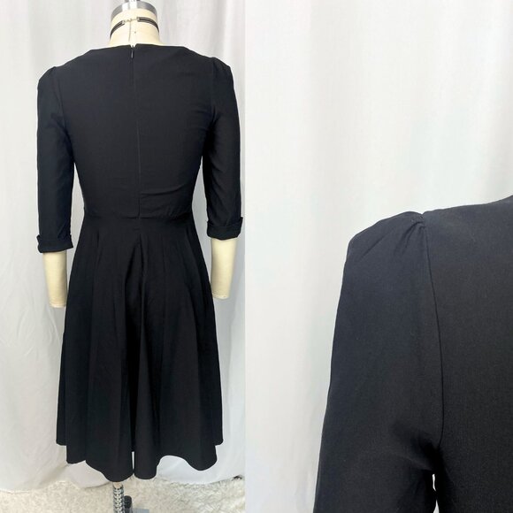 Miss Lulo 40s-style cotton blend femme fatale fit and flare black dress medium - Picture 3 of 4